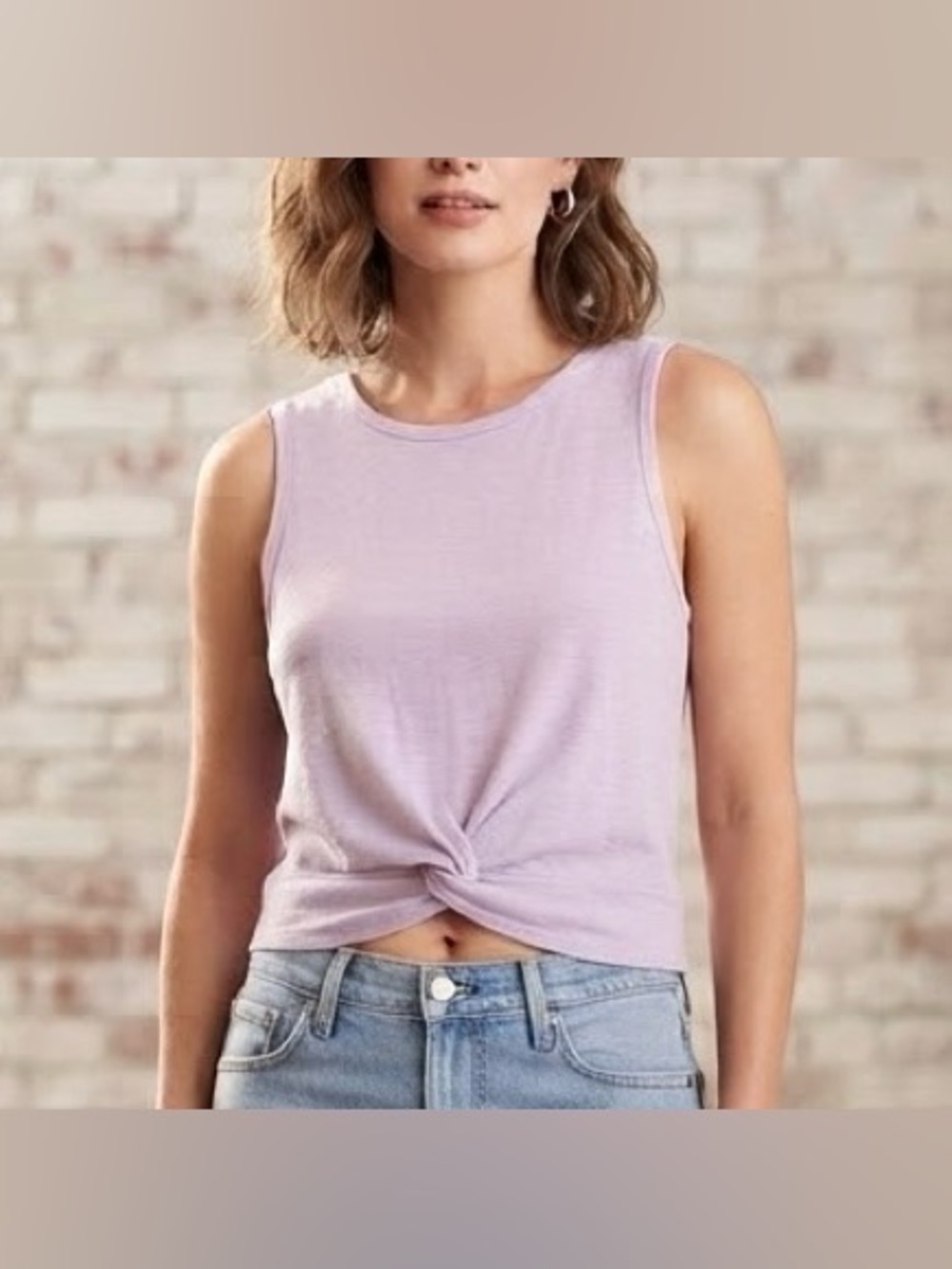 Mystyle Purple Twist Front Cropped Tank Top Lightweight Casual Summer Top Size L